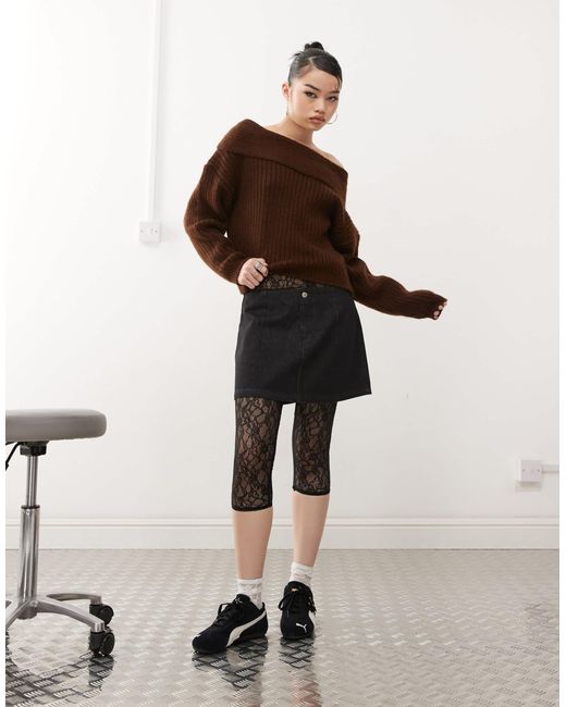 ASOS Pink – volant-jeansrock