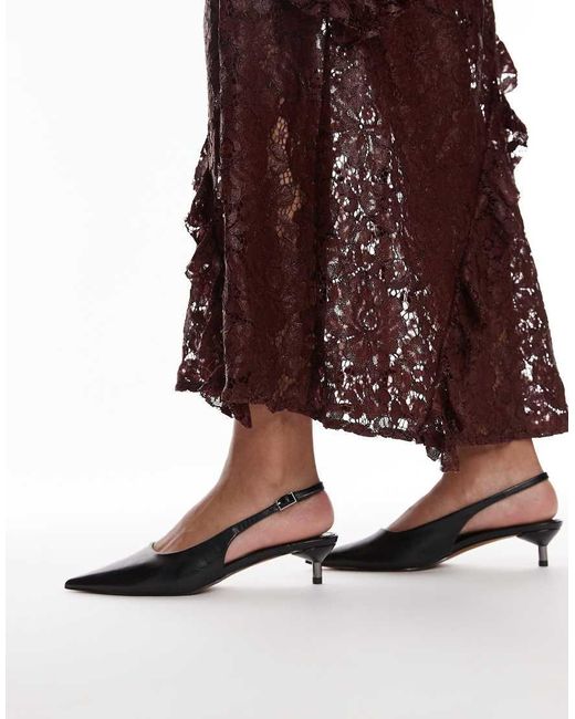 TOPSHOP Purple Ellie Slingback Mid Heel Court Shoes