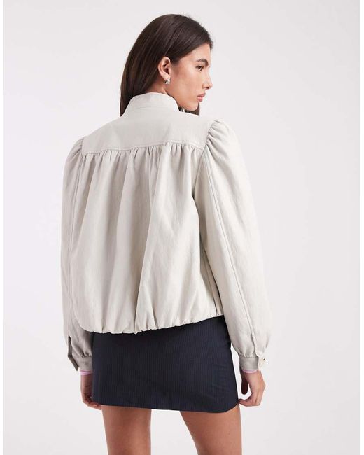 Miss Selfridge Natural Faux Leather Gathered Detail Jacket