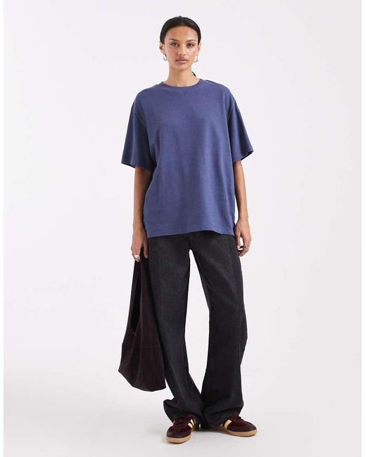 ASOS Blue Textured Jersey Oversized T-Shirt