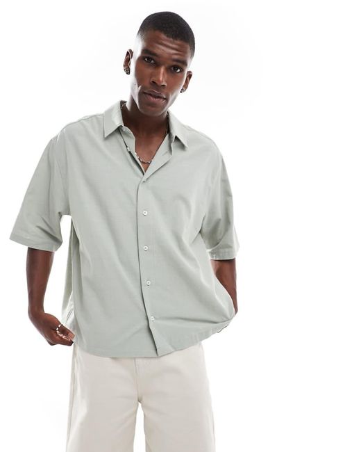 Camisa Extragrande Con Media Manga Y Estampado Trasero De ASOS de hombre de color Gray