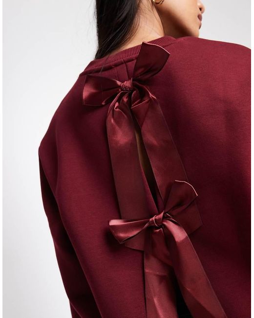 Miss Selfridge Red Bow Back Sweatshirt