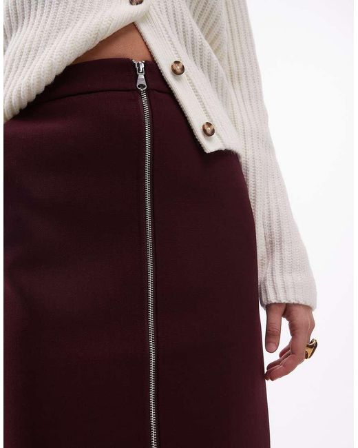 ARKET Red Knee Length Skirt With Zip Through