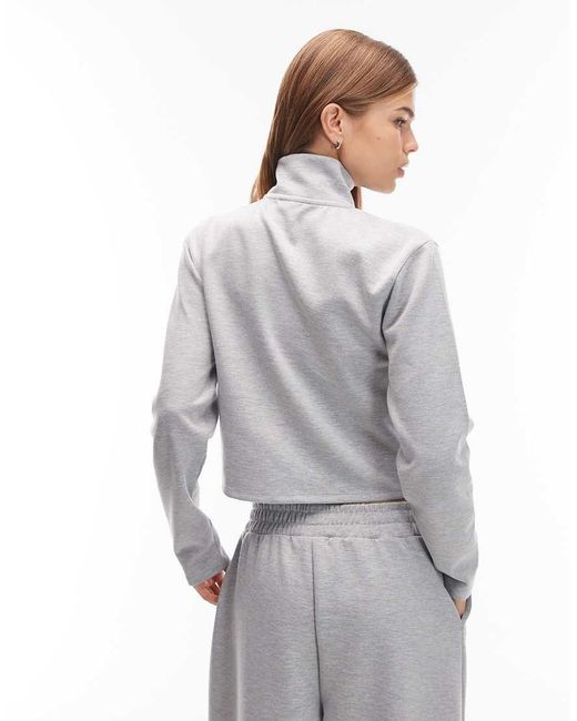 ASOS Gray Interlock Co-ord Zip Through High Neck Sweatshirt