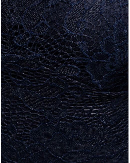 Goddiva Blue Fit & Flare Scallop Lace V Neck Maxi Dress