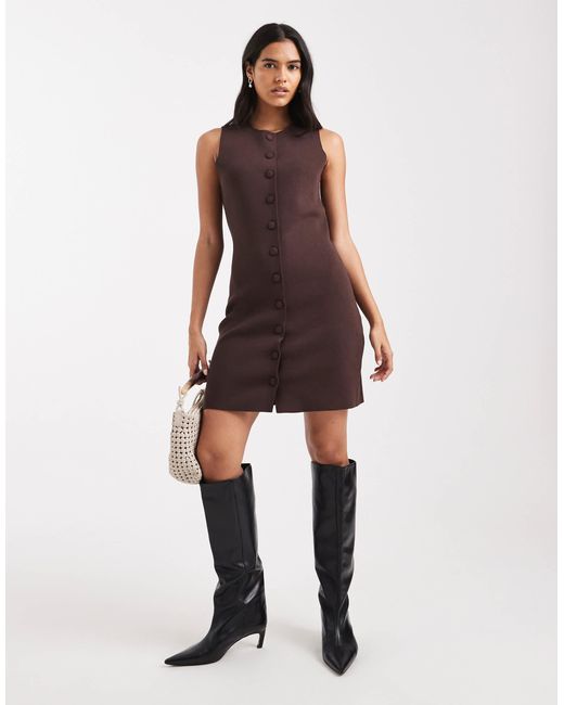 Vero Moda Purple Knitted Mini Dress With Covered Buttons