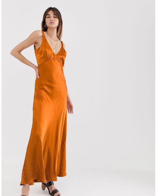 Gestuz Orange Tilja Satin Maxi Dress