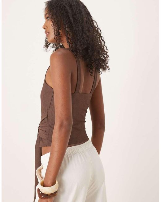 ASOS Brown Textured Tie Waist Detail Cami Top