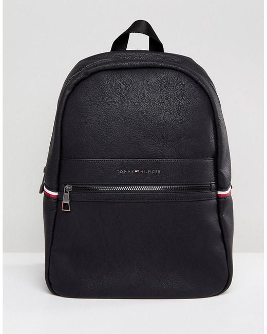 Tommy Hilfiger Faux Leather Backpack In Black for men