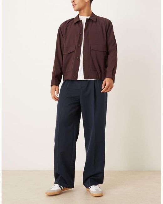 Pantalones De Vestir De Pernera Ancha Con Cinturilla Elástica Y Pinzas Invertidas De ASOS de hombre de color Black