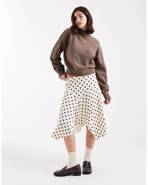 Cotton On Natural Sandy Asymmetric Midi Skirt
