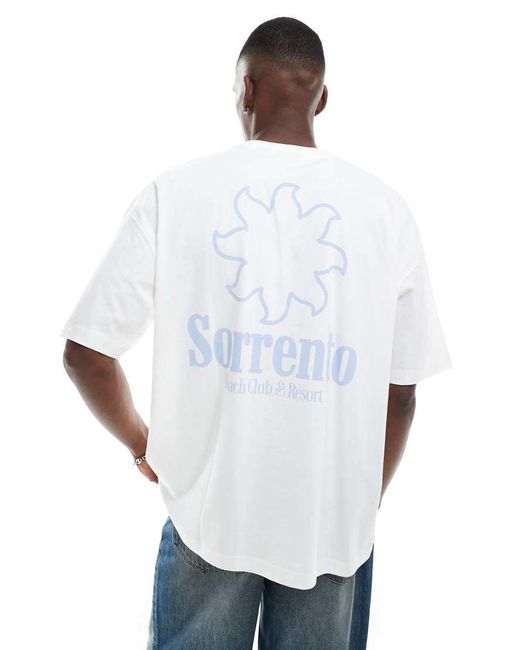 Camiseta Blanca Extragrande Con Estampado Gráfico Y De Texto De ASOS de hombre de color White