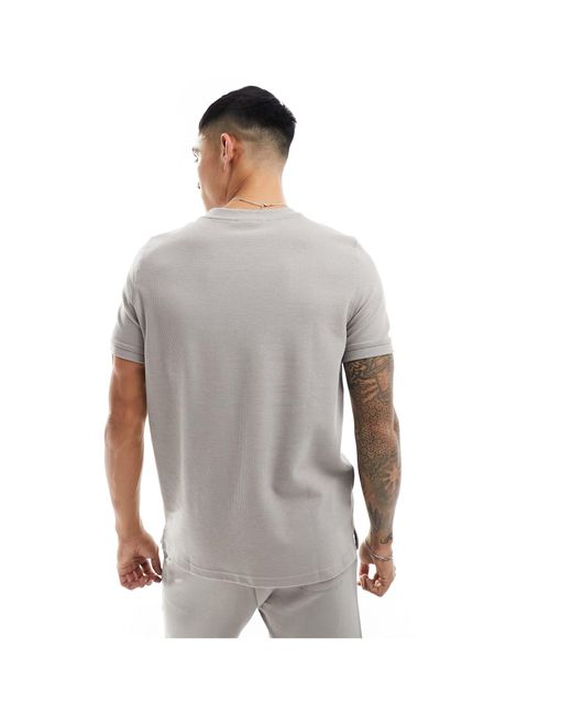 T-shirt d'ensemble gaufré Bershka pour homme en coloris Gray