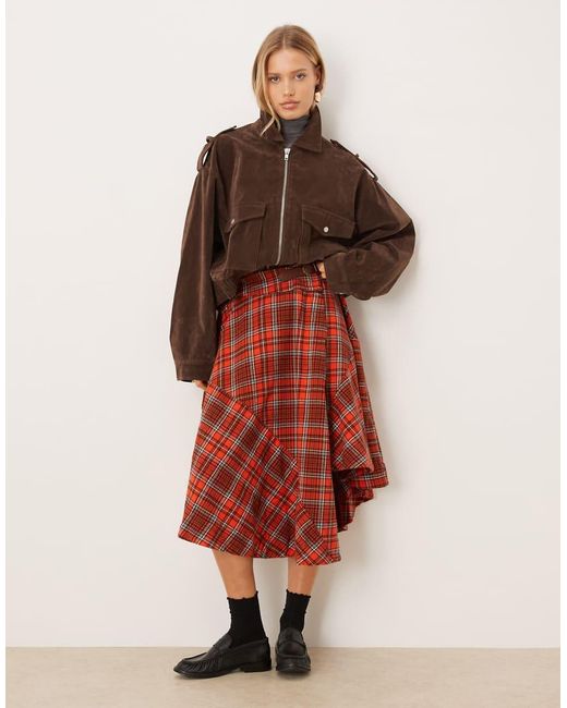 Free People Red Asymmetric Circle Skirt