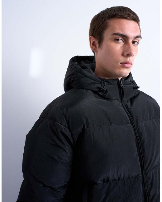 Chaqueta Acolchada Negra De Tejido Texturizado De Topman de hombre de color Black