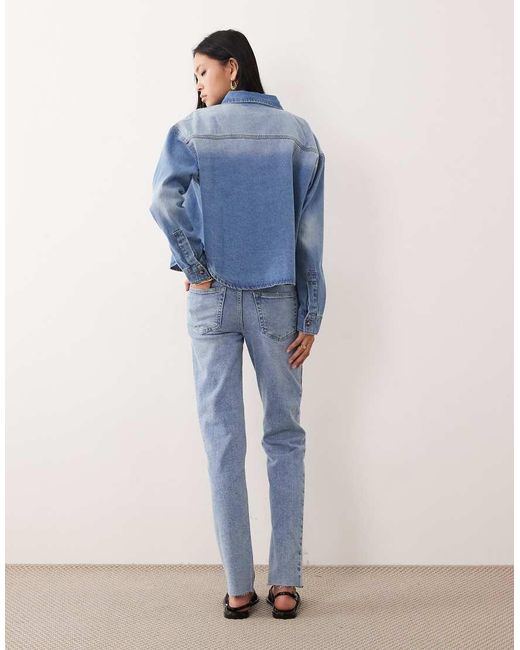 JDY Tall Blue Lullu High Waist Straight Leg Jeans
