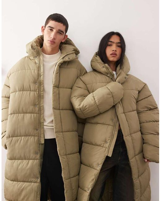 Collusion Natural Unisex Maxi Puffer Coat