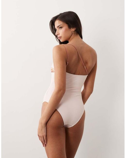 South Beach Pink Asymmetric Shell Print Swimsuit