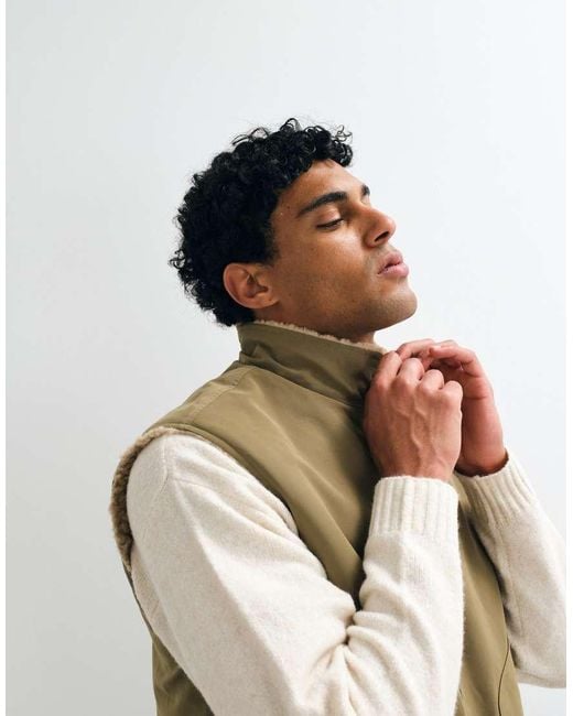 ASOS Green Borg Lined Gilet for men