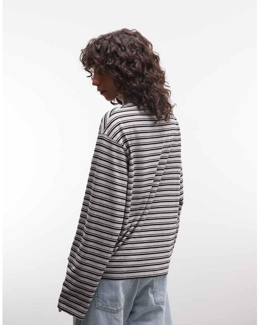 Weekday White Boxy Fit Long Sleeve T-shirt With V Neck