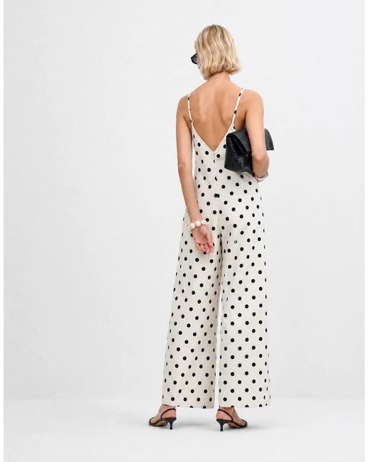 ASOS White Soft Denim Jumpsuit With Wide Leg