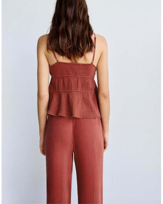 Pull&Bear Textured Strappy Top