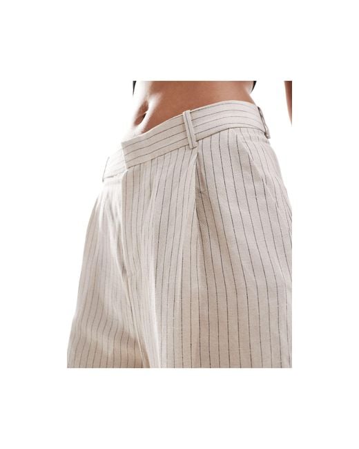 Mango White Linen Mix Stripe Straight Leg Co-ord Trousers