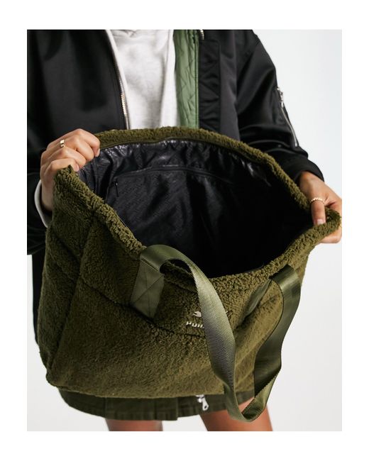 PUMA Cosy Club Borg Shoulder Bag in Green | Lyst Australia