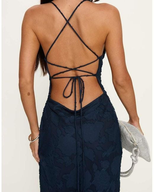 Princess Polly Gray Celena Floral Devore Tie Back Corset Detail Maxi Dress