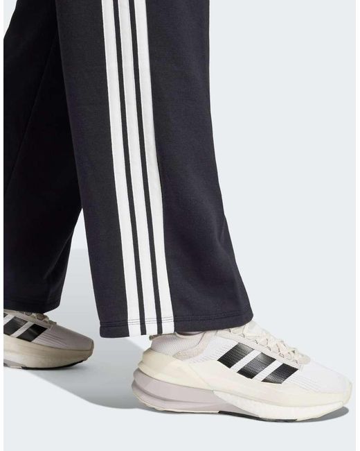 Adidas Originals Black Essentials 3-Stripes Open Hem French Terry Pants