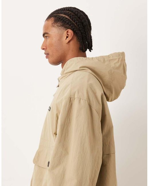 Pompeii UK Natural Pompeii Technical Nylon Hooded Windbreaker Jacket for men