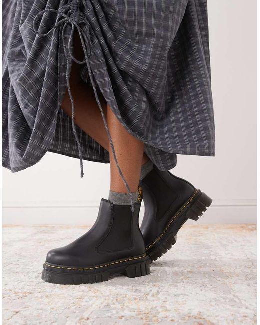 Dr. Martens Gray Audrick Chunky Flat Chelsea Boot