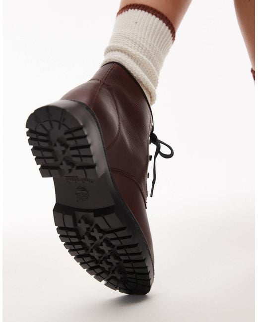 Timberland Brown – cambria valley – schnürstiefel aus burgunderem leder