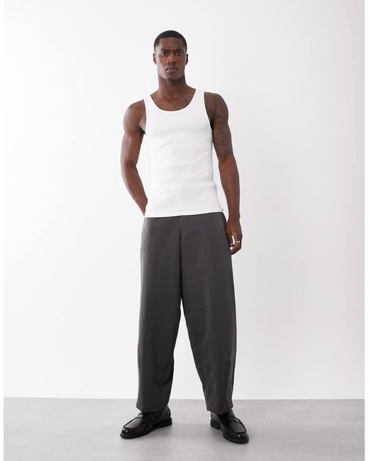 ASOS White Muscle Fit Ribbed Tank With Mid Scoop for men