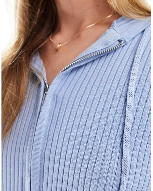 Cotton On Blue Cotton On Zip It Good Hood Knit Cardigan