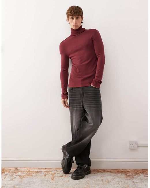 Collusion Red Soft Knitted Roll Neck for men