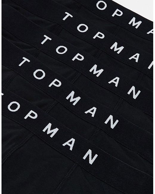 Pack De 5 Calzoncillos Negros Con Cinturilla Negra De Topman de hombre de color Black