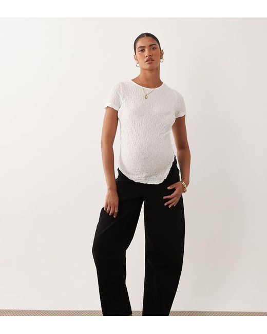 Vero Moda Black Asymmetric Ruched Detail Crinkle Texture Top