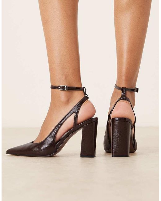 ASOS Natural Paisley High Block Heel Shoes