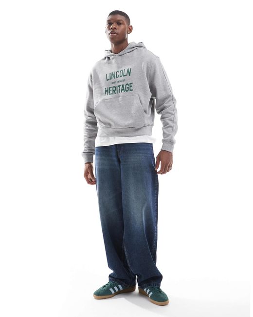ASOS Gray Oversized Hoodie With Collegiate Print for men