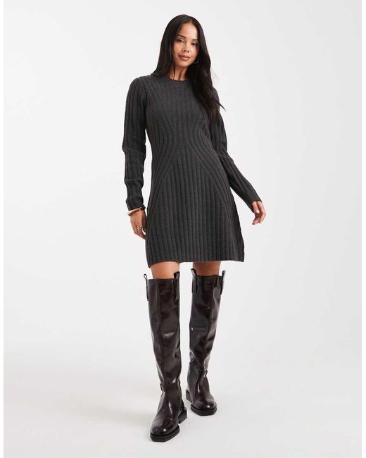 ASOS Gebreide Mini Jurk Met Structuur in het Black