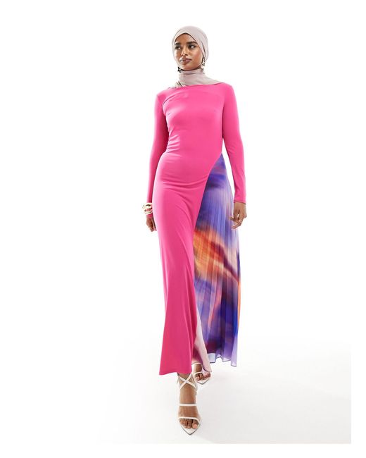 DASKA Pink Chiffon Split Maxi Dress
