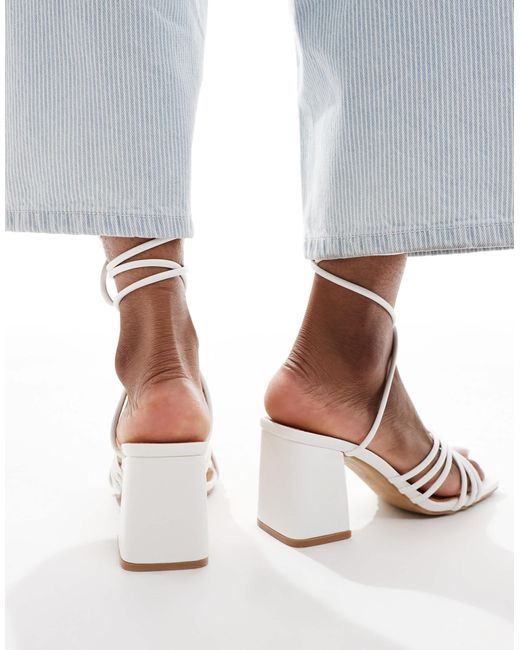 SEQWL Blue Mid Block Heel Sandals