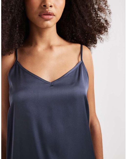 Pieces Blue Satin Cami Maxi Dress