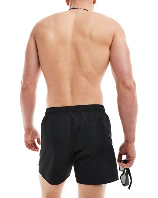 EA7 Black Armani Vertical Side Logo Swim Shorts for men