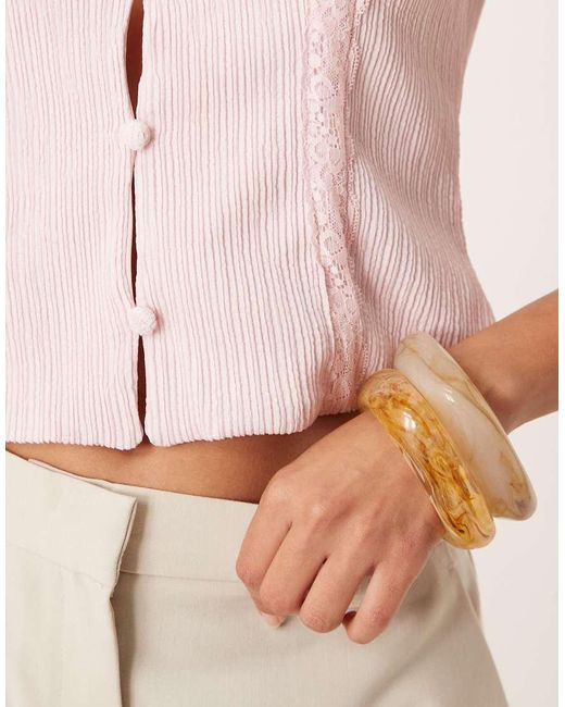 ASOS Natural Ripple Pleat Lace Trim Waistcoat