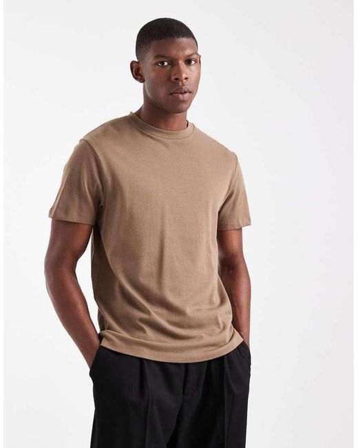ASOS Gray Heavyweight Crew Neck T-Shirt for men