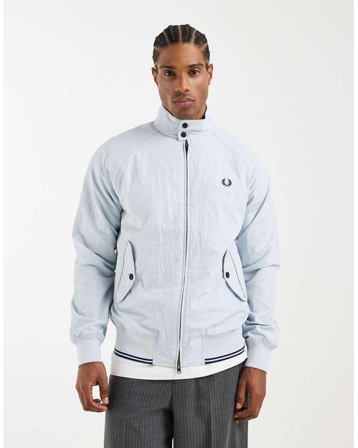 Fred Perry Gray Crinkle Harrington Jacket for men