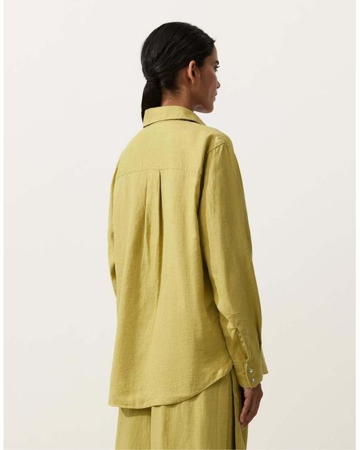 Oysho Green 100% Linen Relaxed Shirt