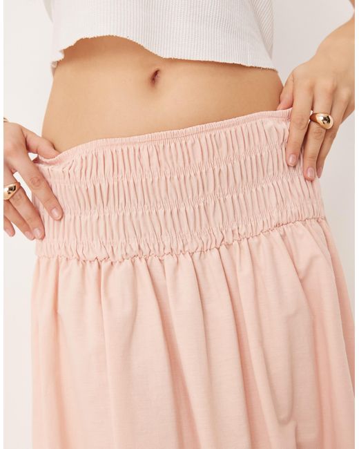ASOS Natural Shirred Waist Maxi Skirt